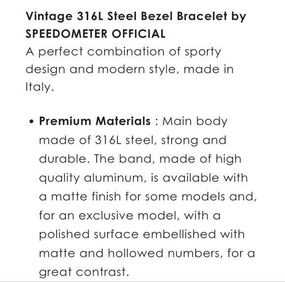 Speedometer Official Vintage Steel Matt Blue bracelet - Picture 5 of 6